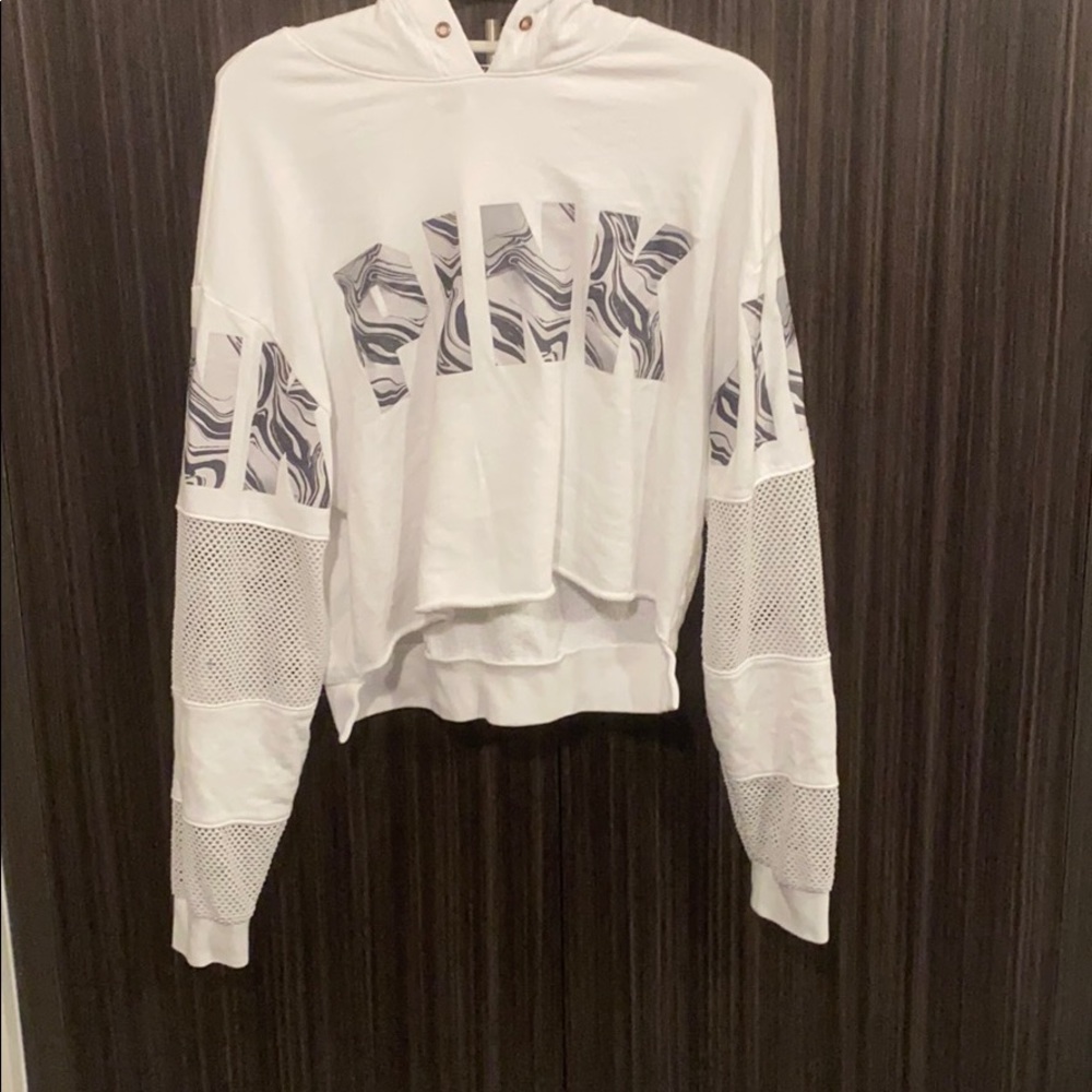 PINK white cropped sweatshirt
